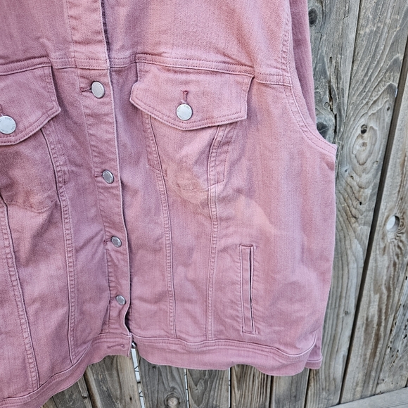 EVRI Dusty Rose Denim Jacket with Button Front Size 2X - Picture 6 of 16